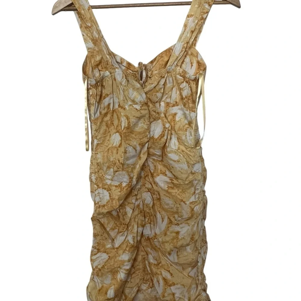 Louna Mini Dress – White & Yellow – Size Large – Perfect for Spring & Summer!